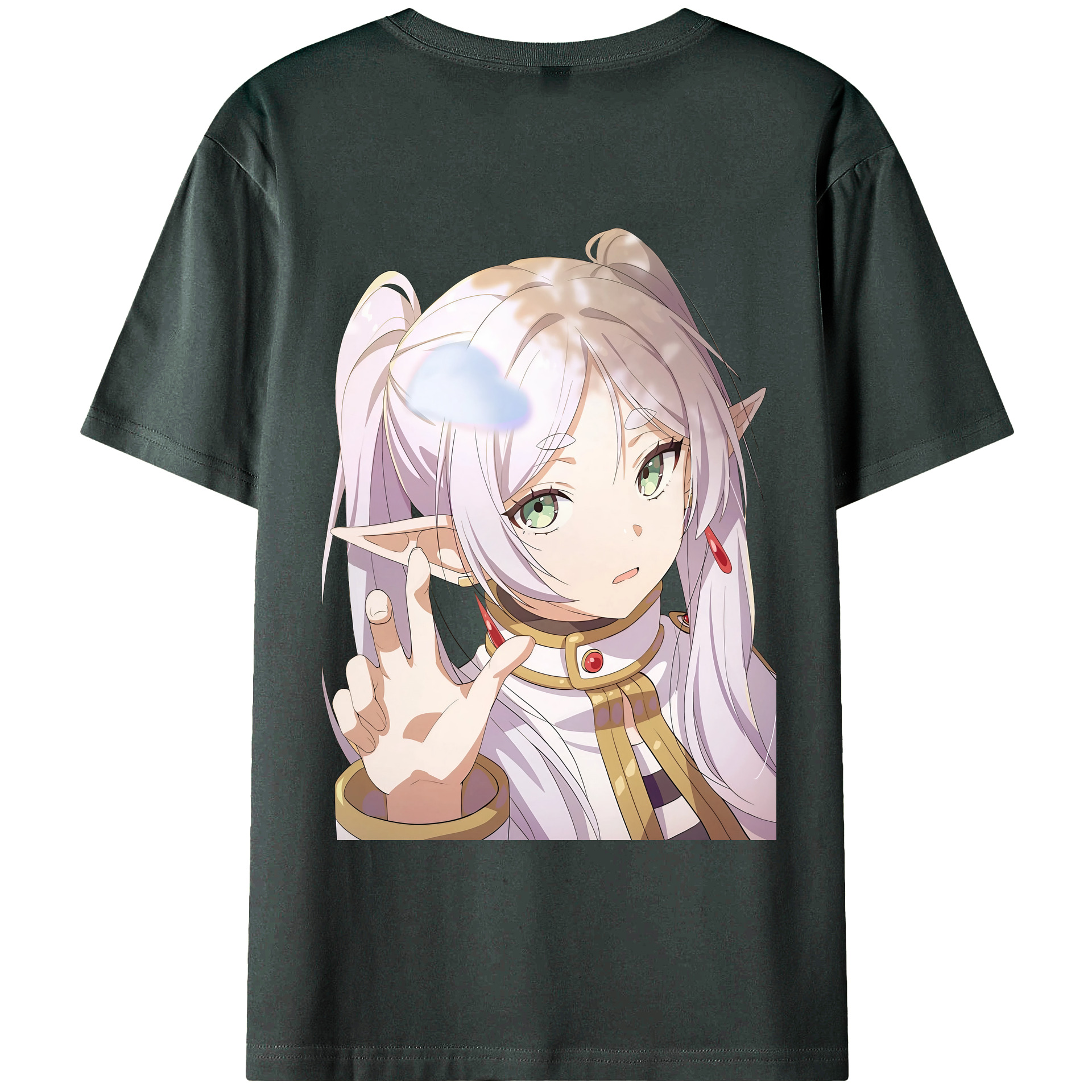 （画像用） 葬送のフリーレン Frieren 綿100％ メンズ半袖Tシャツ（バックプリント） 通気性